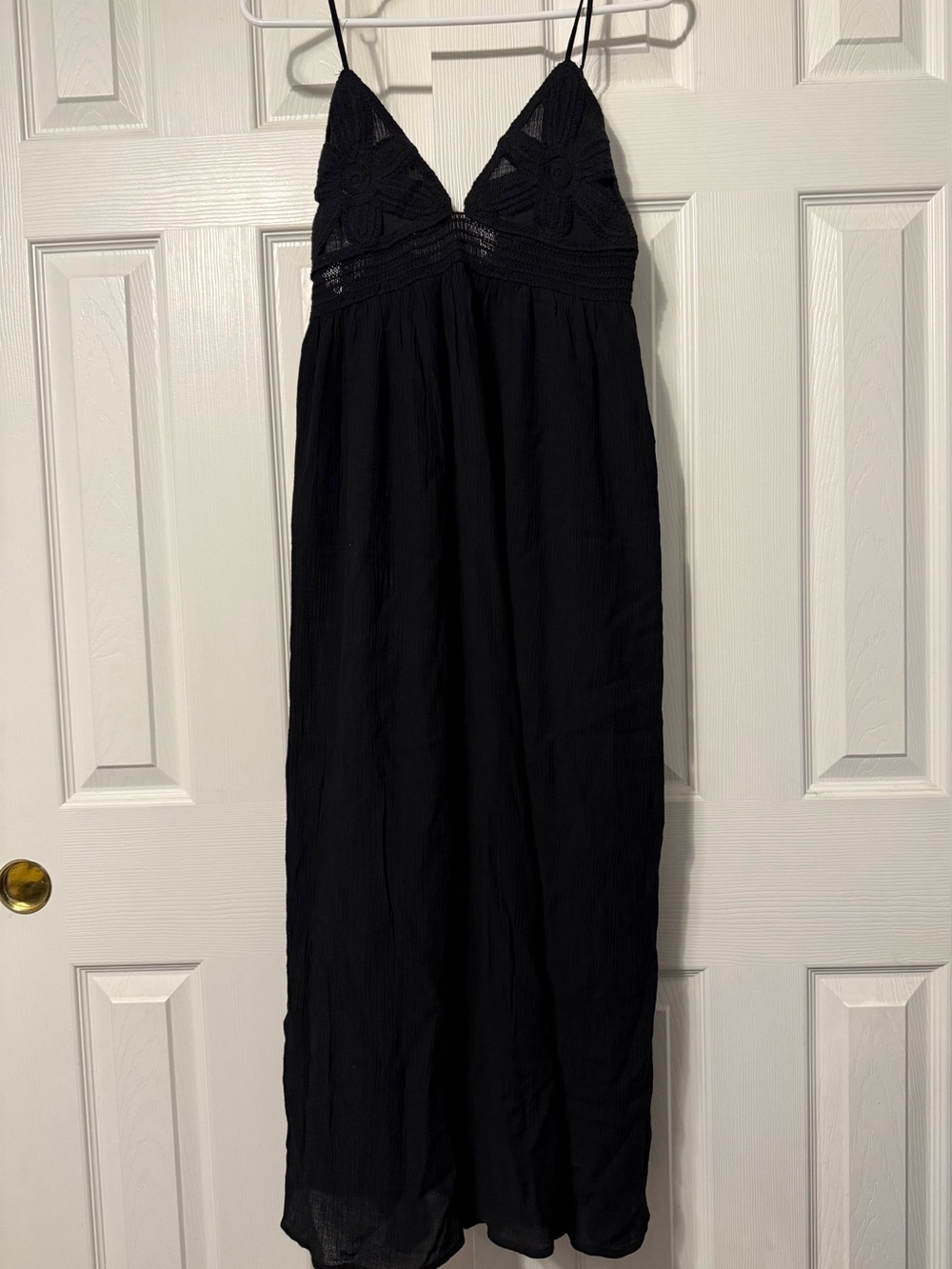 Love Tree Black Maxi Dress with Crochet Bodice